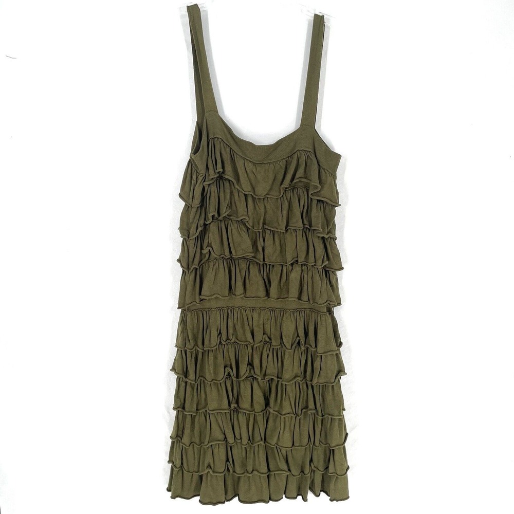 ALICE & OLIVIA By Stacey Bendet Olive Green Ruffle Tiered Dress Size M ($230)